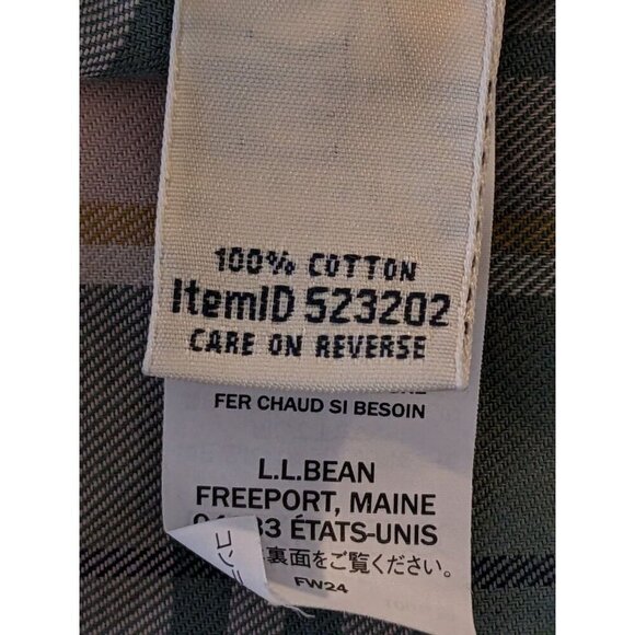 LL Bean Womens XL Whisperweight Flannel Popover Top Sage Green Plaid V Neck - Picture 6 of 6